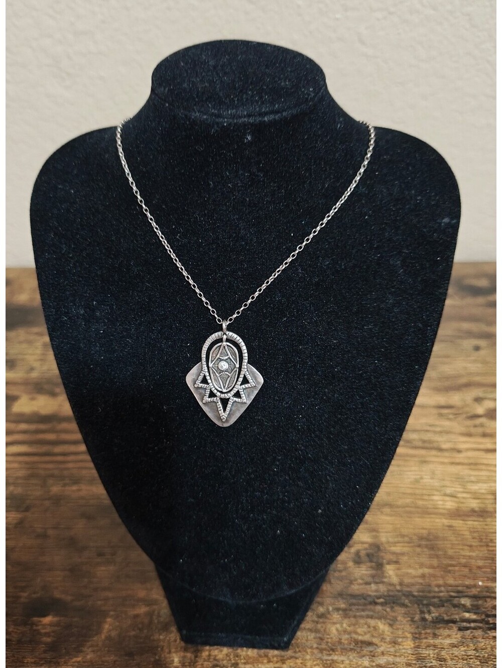 Silpada Retired "Art Deco" N2801 Sterling Silver CZ Pendant Necklace
